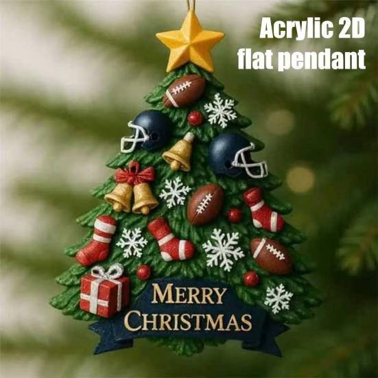 Christmas Tree Ornament Tree Shaped 2D Acrylic Hanging Decoration Merry Christmas Pendant for Holiday Home Party Decor