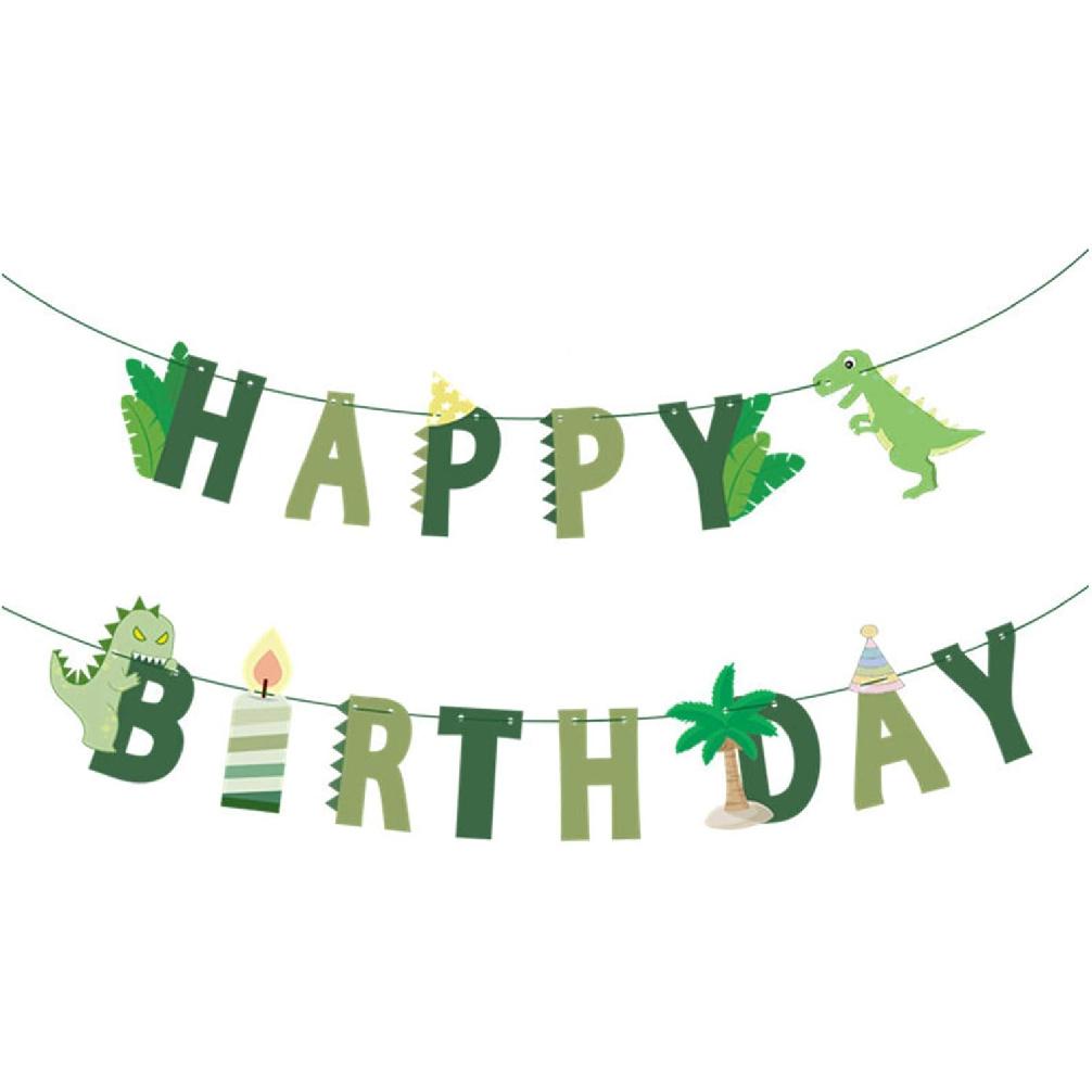 Dinosaur Birthday Banner - Dinosaur Happy Birthday Banner, Dinosaur Theme Birthday Party Decorations