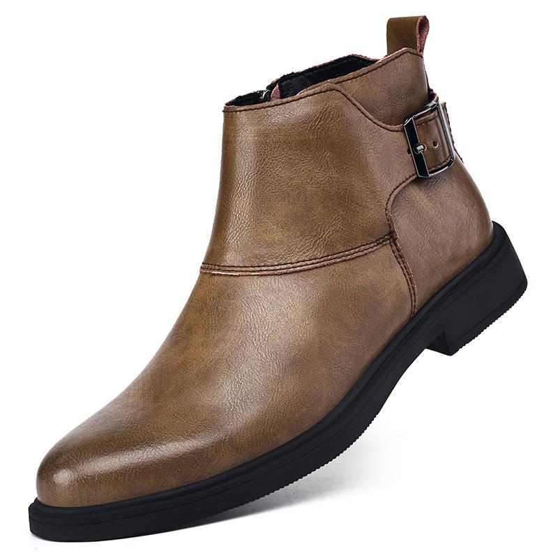 

Классические высокие ботинки мужские туфли осень-зима мужские повседневные кожаные туфли с пряжкой сбоку молнии мужские ботильоны с острым носком низкие 37