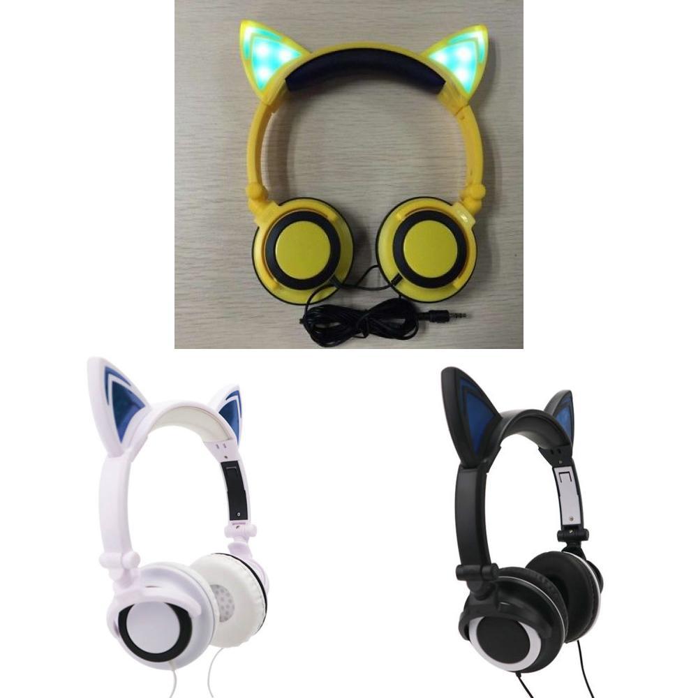 Lade-LED-Gaming-Kopfhörer mit Mikrofon, Katzenohren-Serie, für Teenager und E-Sport-Enthusiasten