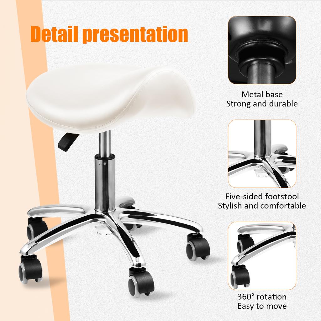 Height Adjustable Rolling Stool with Wheels Salon Stool for SPA Massage Salon Home and Office Swivel Chair