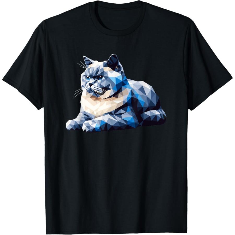 Футболка с полигональным артом кошки британской короткошерстной породы S