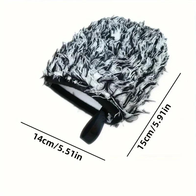 Lucullan Two-sided Microfiber Wheel Detailer Wash Glove Super Soft Long Hair Car Detailing Pocket Mitt