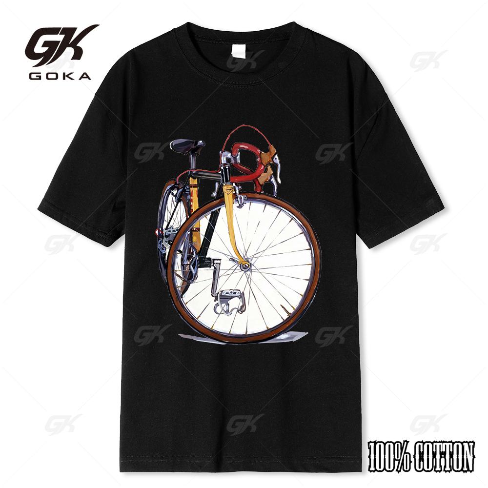 

Fixed Gear Bicycle Cyclist Painting T-Shirt New Summer Men Short Sleeve Road Bike Sport Lover White Casual Boy Tops Vintage Tees 4XL