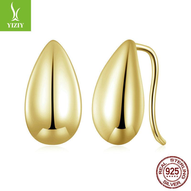 Metal Cold Wind 925 Silver Stud Earrings French Basic Niche Light Luxury Temperament Earrings Women