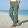 Women's Color Button Front Casual Straight Leg Pants