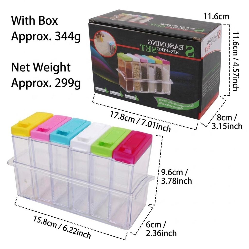 Transparent Spice Jar Set Kitchen Storage Container Creative Salt Shaker Food Grade Plastic