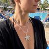 Starfish Beaded Pendant Double Layer Necklace Long Sweet Edgy Stacking Accessory Women's Versatile Gift Daily Accessory