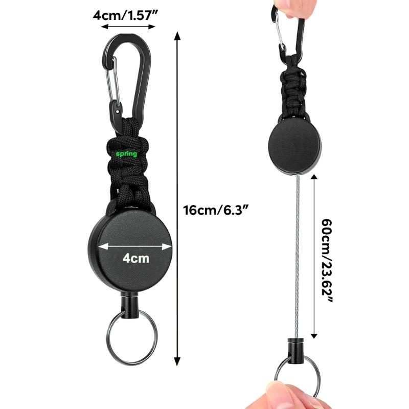 Retractable Rope Carabiner Keychain Telescopic Paracord Braided Keychain Buckle