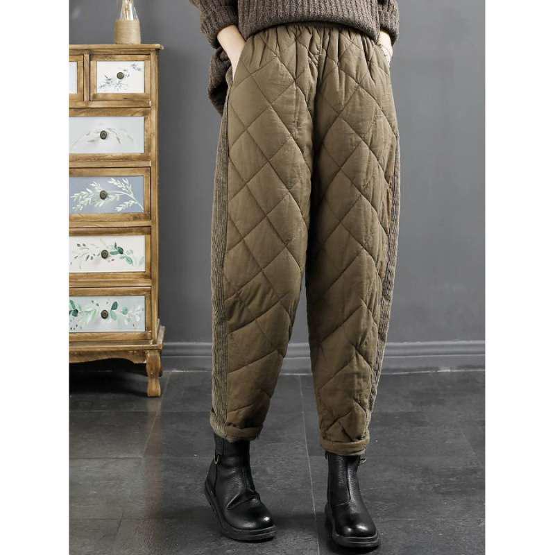 

Women s Slim Fit Thickened Warm Down Cotton Pants - Fashionable Winter Outerwear 3XL (130-140 jin) кофейный