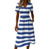 Ladies' Striped Casual Fashion Short Sleeved V-neck Dress