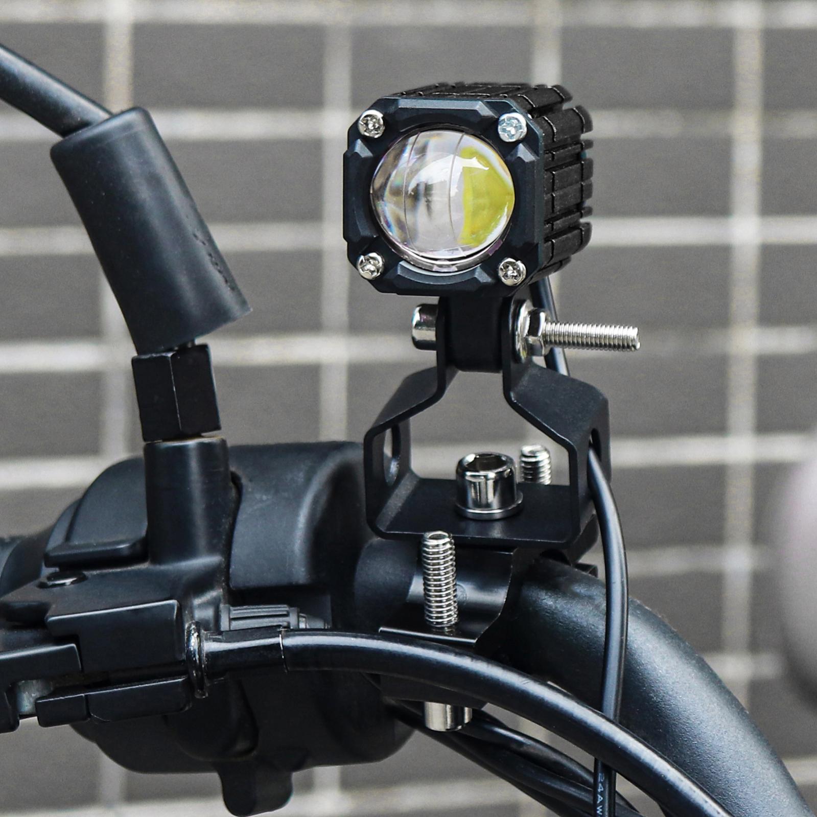 

2 шт. 4 режима HiLo луч двухцветная светодиодная фара прожектор 6500K 3200K 3200 лм для мотоцикла грузовика квадроцикла UTV внедорожника лодки с трубным зажимом кронштейн на зеркало чёрный