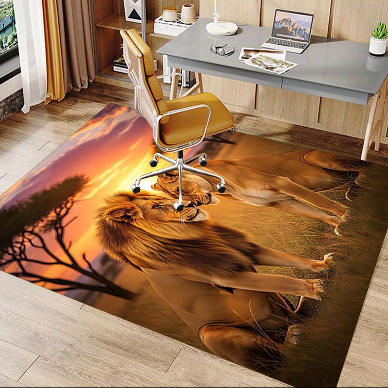 1PC Lioness Lion Non-Slip Floor Carpet Compatible for Office&Living Room&Dining room - Flat-Weave Machine- Soft & Pattern-E316