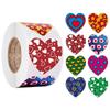 500Pcsroll Glitter Heart-Shaped Stickers For School Teacher Reward Sticker Party Gift Decor Business Labels Stationery Stickers