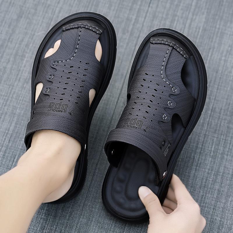 Fashion Men's Casual Baotou Sports Sandals Summer Outdoor Cool Beach Shoes Anti Slip Soft Sole Breathable Fashion Dual-purpose Slippers