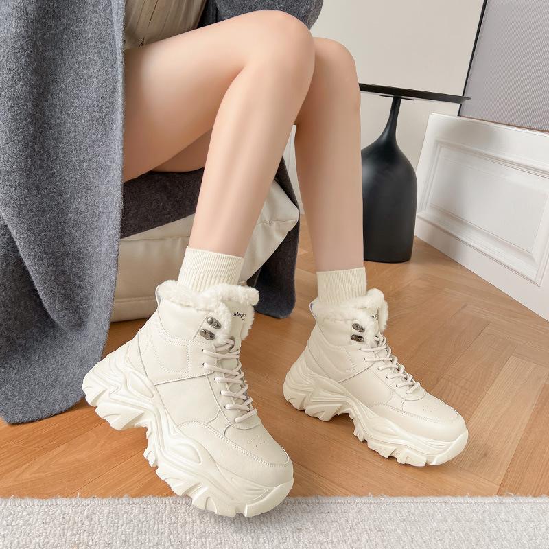 Augustine velvet high-top dad shoes New winter platform casual sports snow cotton shoes