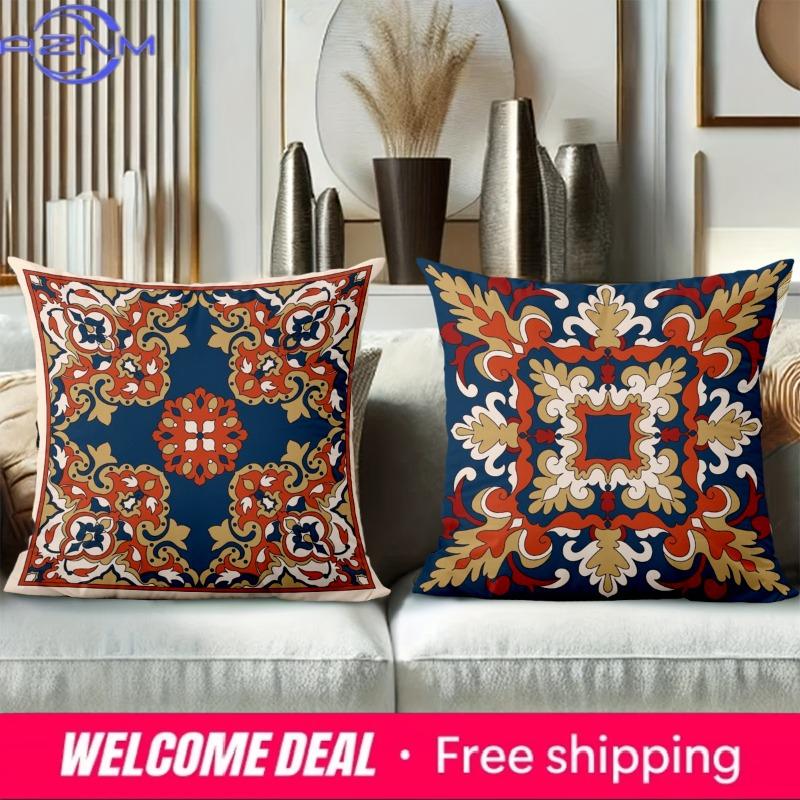 Exquisite Floral Patterned Throw Pillow Cushions Polyester Pillowcase, Sofa Decorative Cushion Cov Headboard Pillow