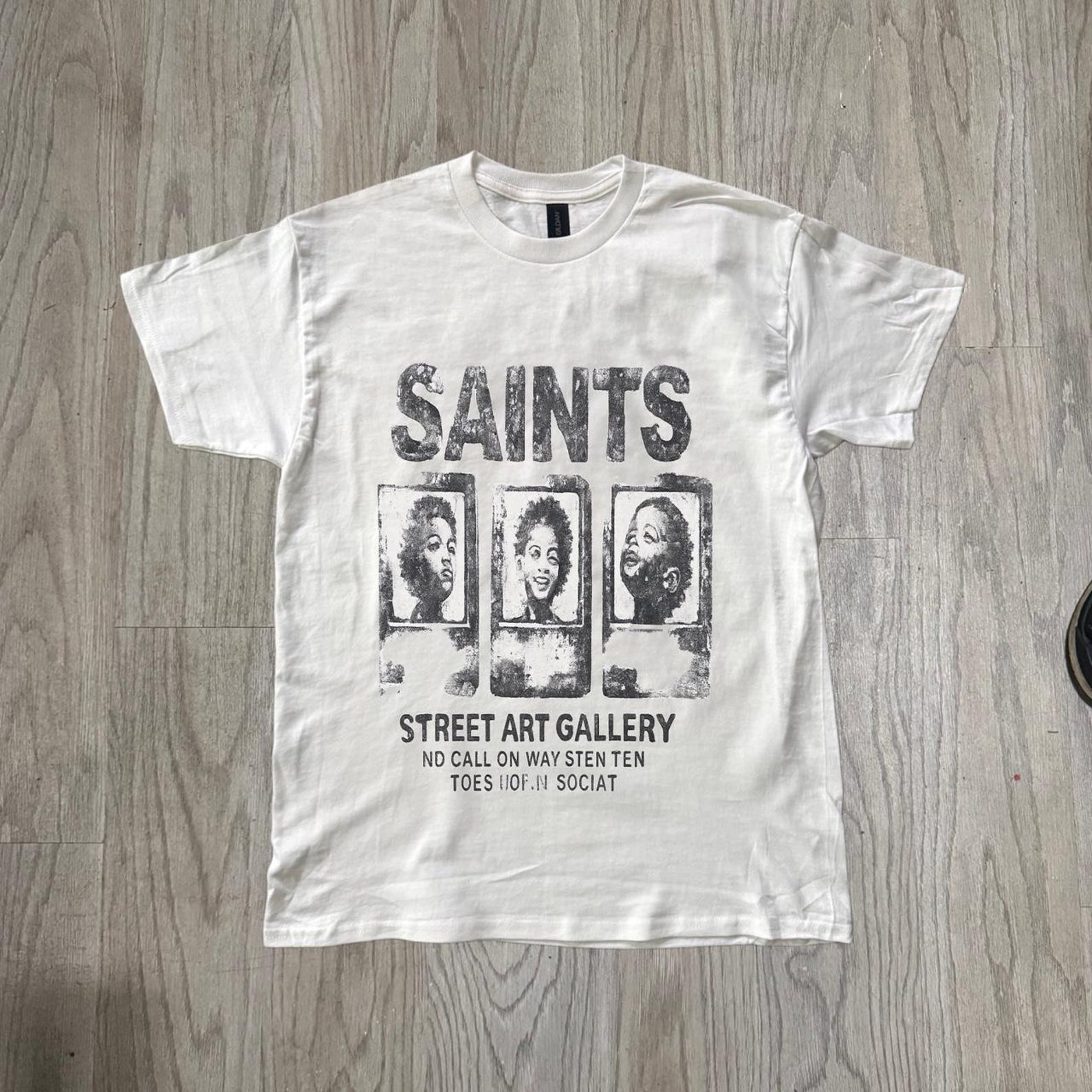 Saints street graphic tee, Saints Street Art Gallery Graphic Tee - Vintage Photo Print, Saints Street Art Gallery Shirt, Vintage Graphic Tee 4XL