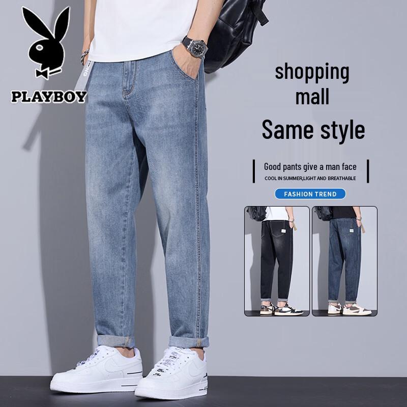 PLAYBOY Men s Summer Loose Straight Jeans 34