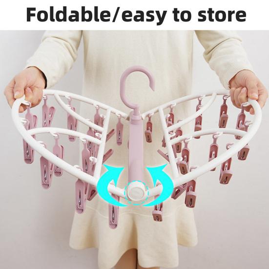 Yousheng Socks Underwear Drying Rack Clothes Hanger with 360-Degree Rotating Hook Windproof Storage Laundry Rack