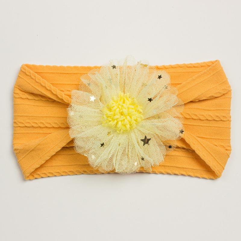 Summer New Girls' Hair Accessories, Baby Candy Color Flower Seamless Wide Headscarf, Baby Nylon Headband