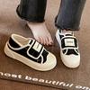 College Style Velcro Canvas Shoes Women's Shoes New Spring and Autumn Summer Thick-soled Two Wear Cloth Shoes One Foot Boarding Shoes