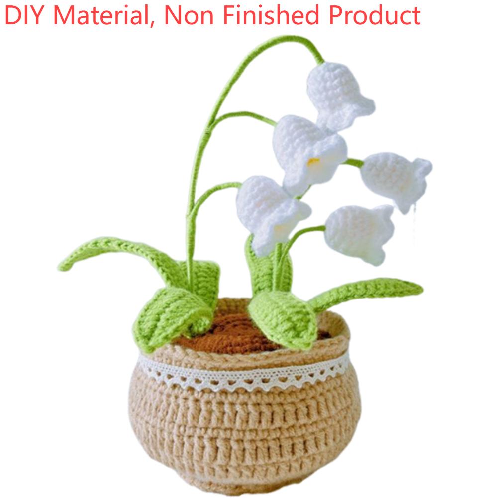 Sztuczne małe rośliny w doniczkach DIY z samouczkami wideo Zestaw do ręcznego dziergania Odporny na zużycie do dekoracji domu i pokoju Ozdoba na biurko