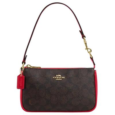 Borsa a Spalla Tote Nolita 19 con Stampa Monogramma Chiusura a Zip Pelle PVC Piccola da Donna Marrone Scuro Rosso CY039-IMXD0
