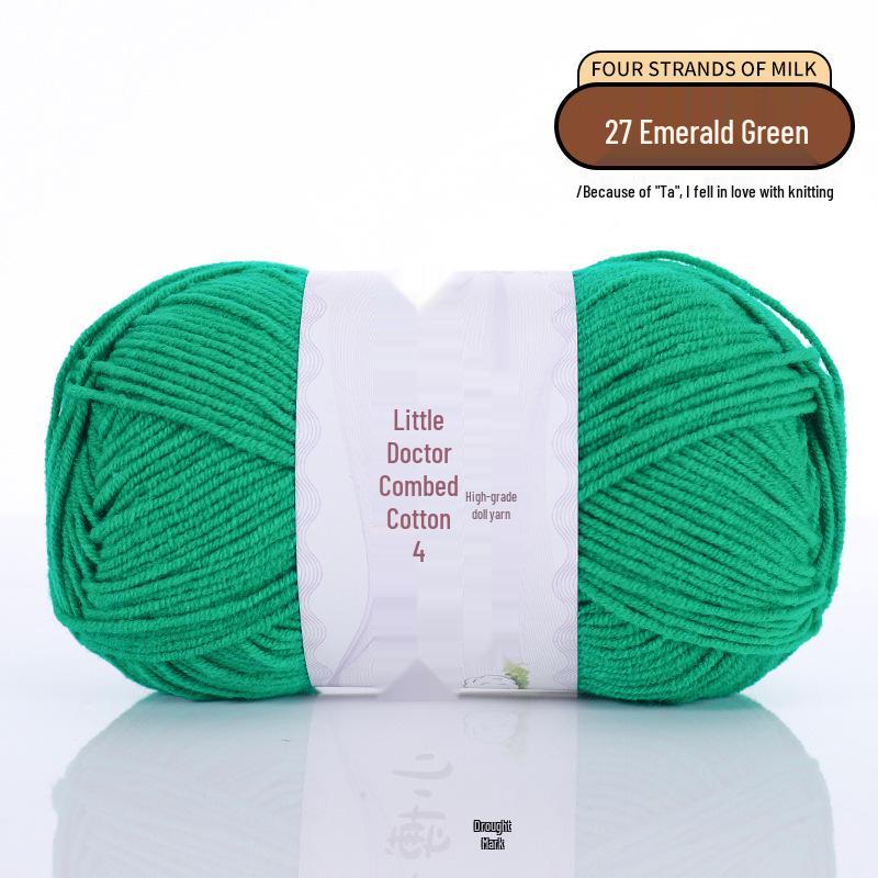 40g 4-Ply Combed Milk Cotton Yarn - Little Doctor, Medium-Thick for DIY Knitting Projects: Dolls, Cushions, Blankets