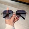 Vintage Rimless Sunglasses Men Classic Double Bridge Pilot Gradient Sun Glasses Women Stylish Trendy Brand Design Shades