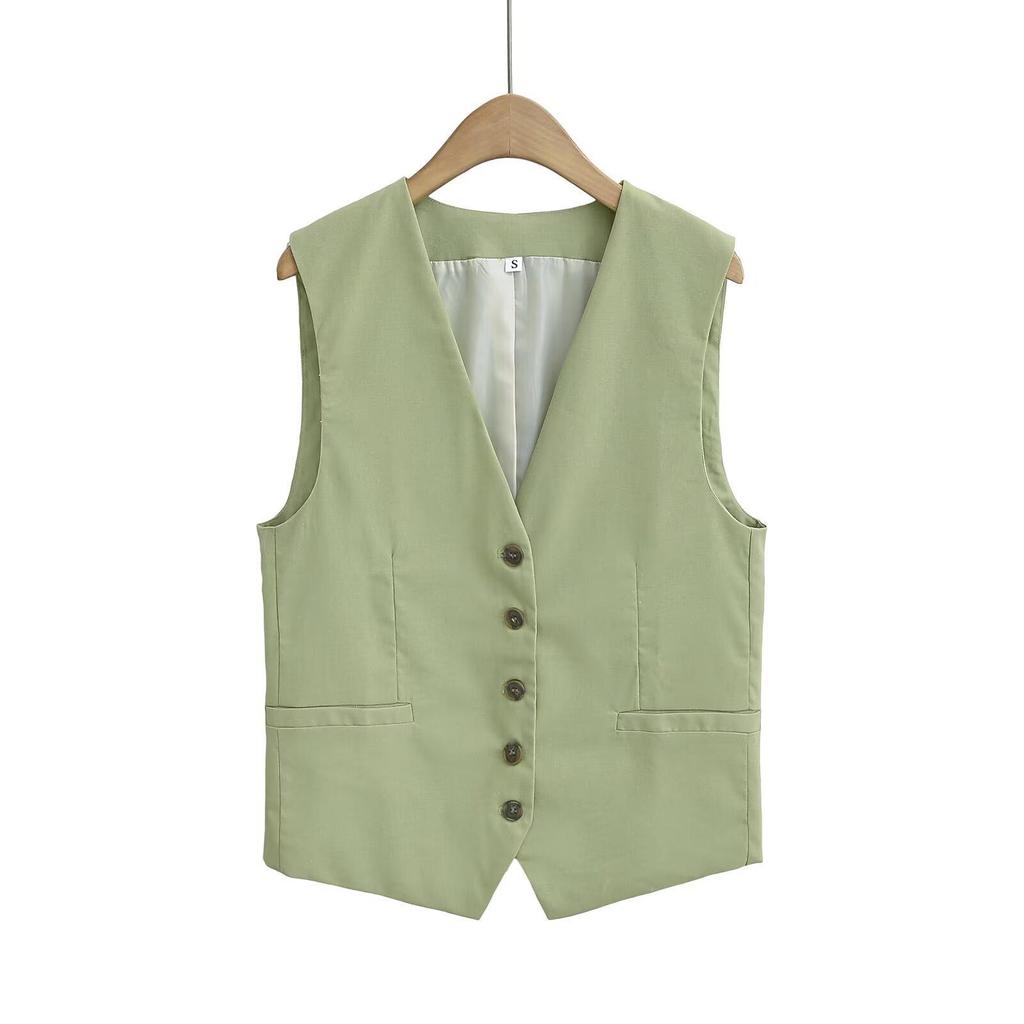 ZARZ Women's European & American Style Linen Vest and Casual Shorts Set