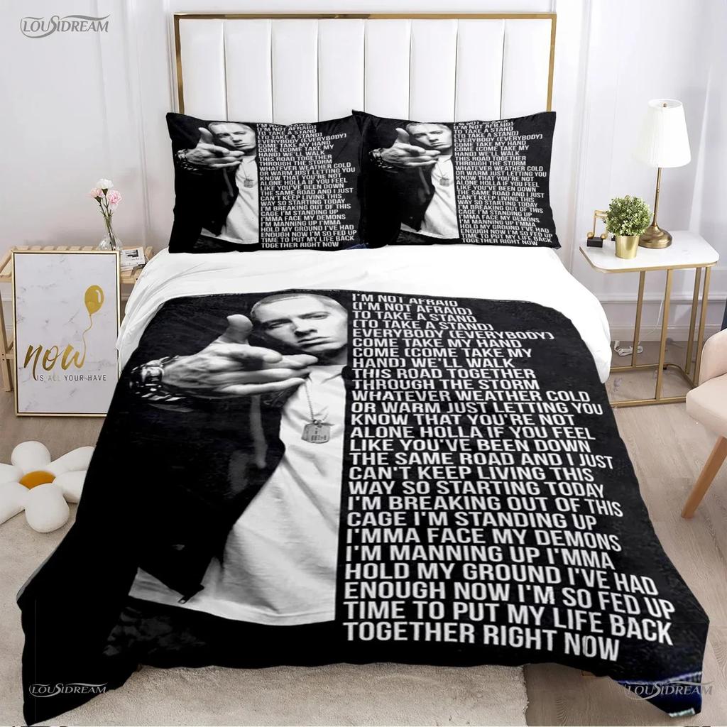 Eminem Hip-hop Singer Bedding Set Single Twin Full Queen King Size Polyester Bedroom Duvet Cover Aldult Kids Quilt Cover Set