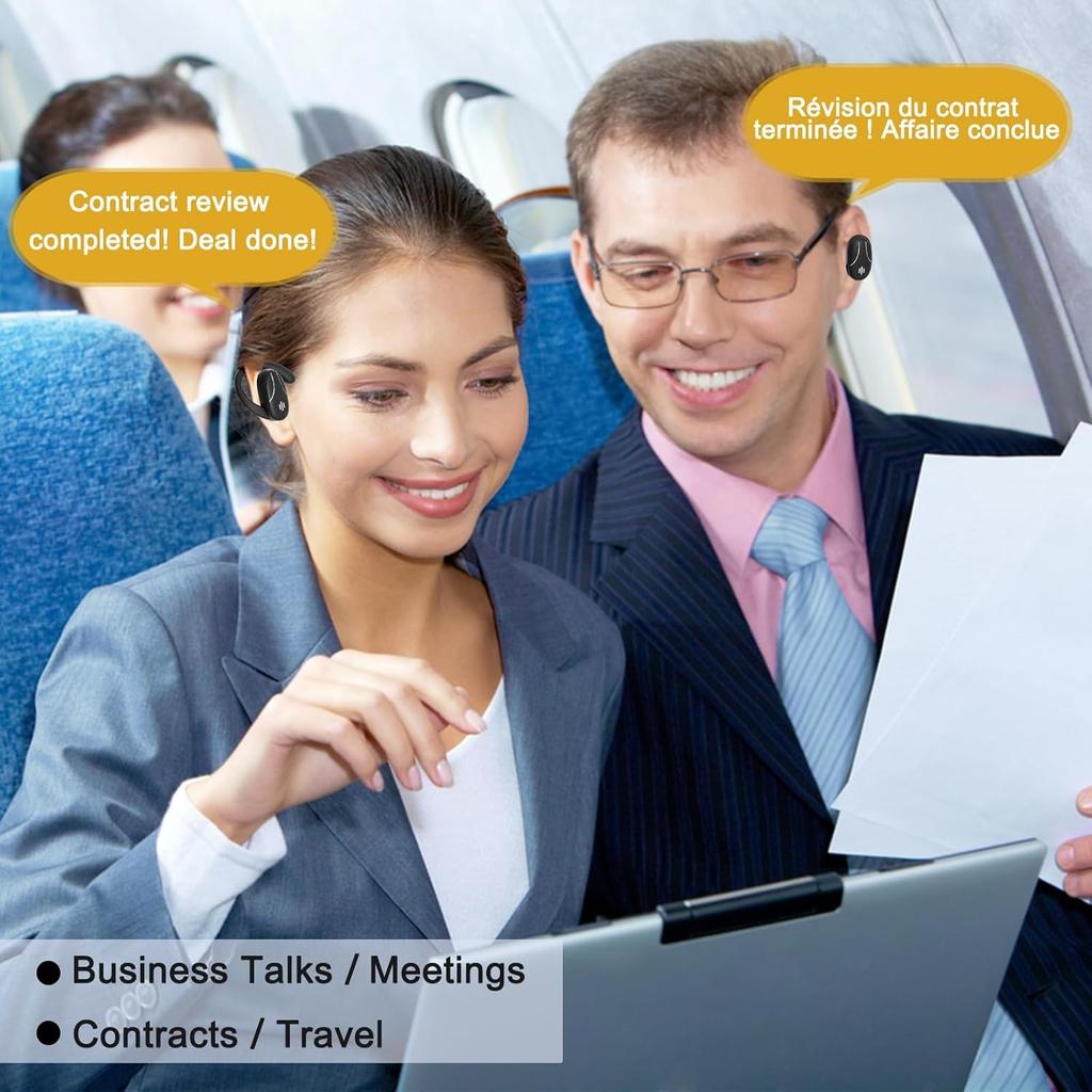 Sprachübersetzer Ohrhörer KI Übersetzung Kopfhörer Echtzeit 144 Sprachen Übersetzen Kopfhörer Bluetooth 5.4 Übersetzungsgerät für iOS Android