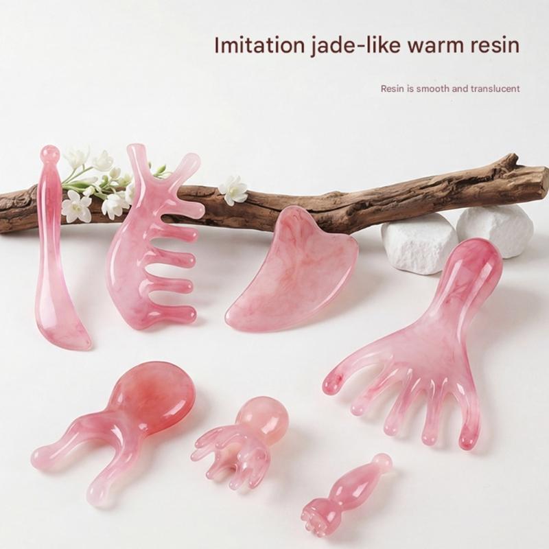 Complete Face And Head Massage Stick Kit Ergonomic Resin Roller Multipurpose Comb Gua Sha Tool For Skin Careful Routine