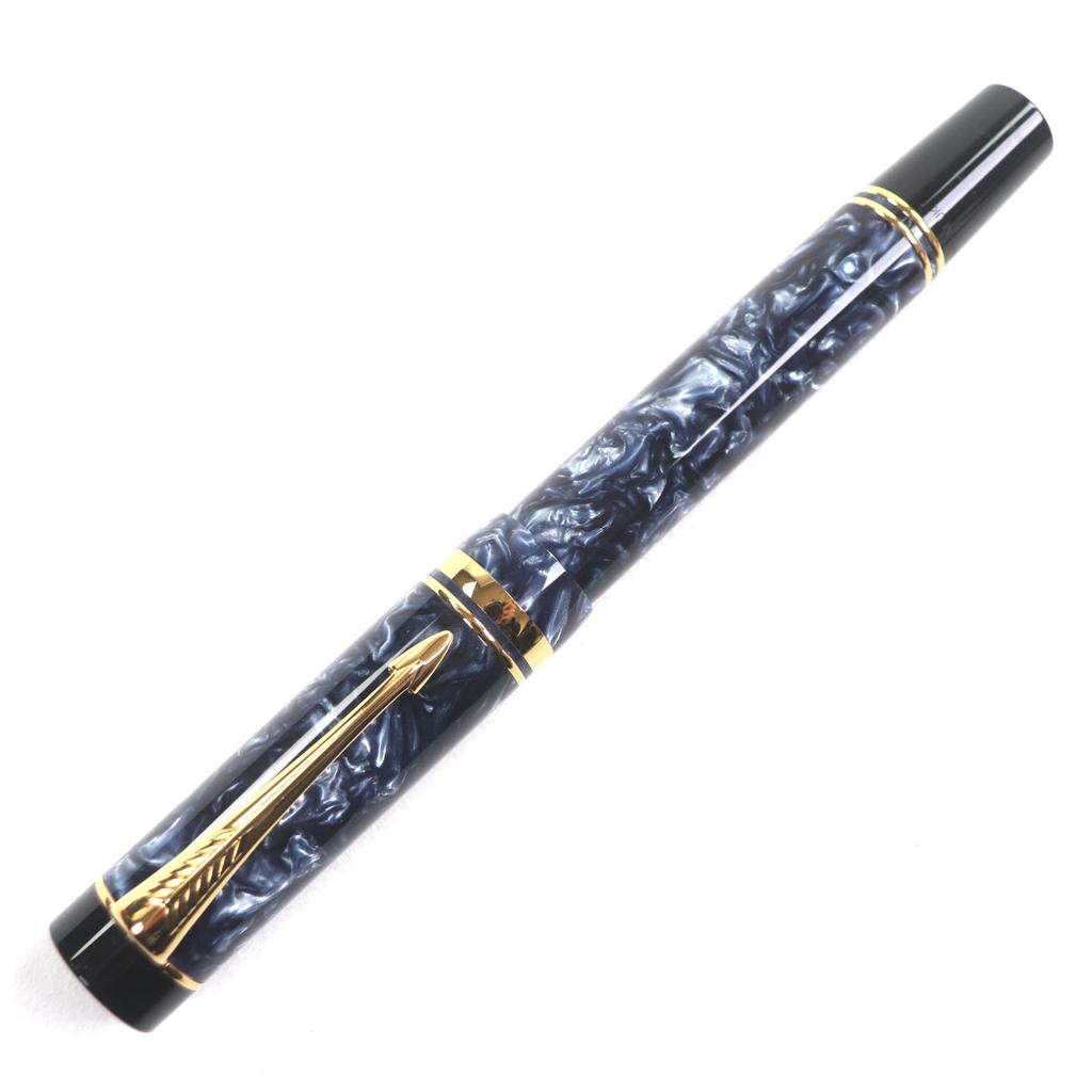 Excellent PARKER Fountain Pen Duofold Centennial Rare Marble Blue 18K Mens Used