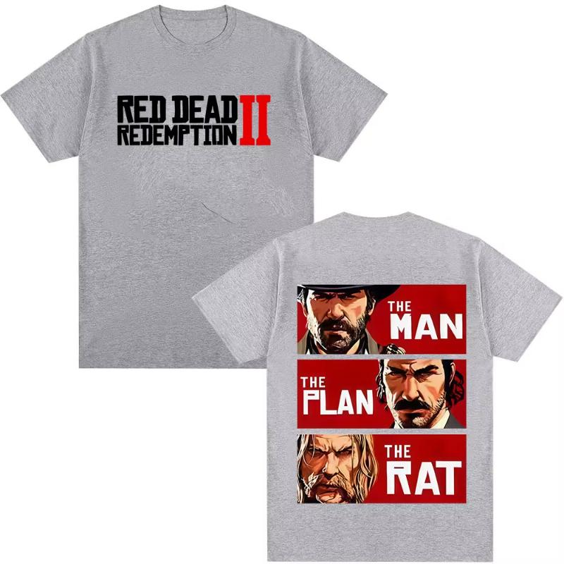 90. léta Vintage Red Dead Redemption 2 Merch Tričko Pánské Dámské Móda Vintage Tričko Ležérní Oversized Krátký Rukáv Trička Streetwear