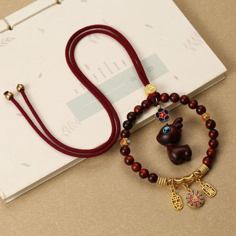 Sandalwood Deer Car Pendant: Cute Rearview Mirror Ornament for Men & Women
