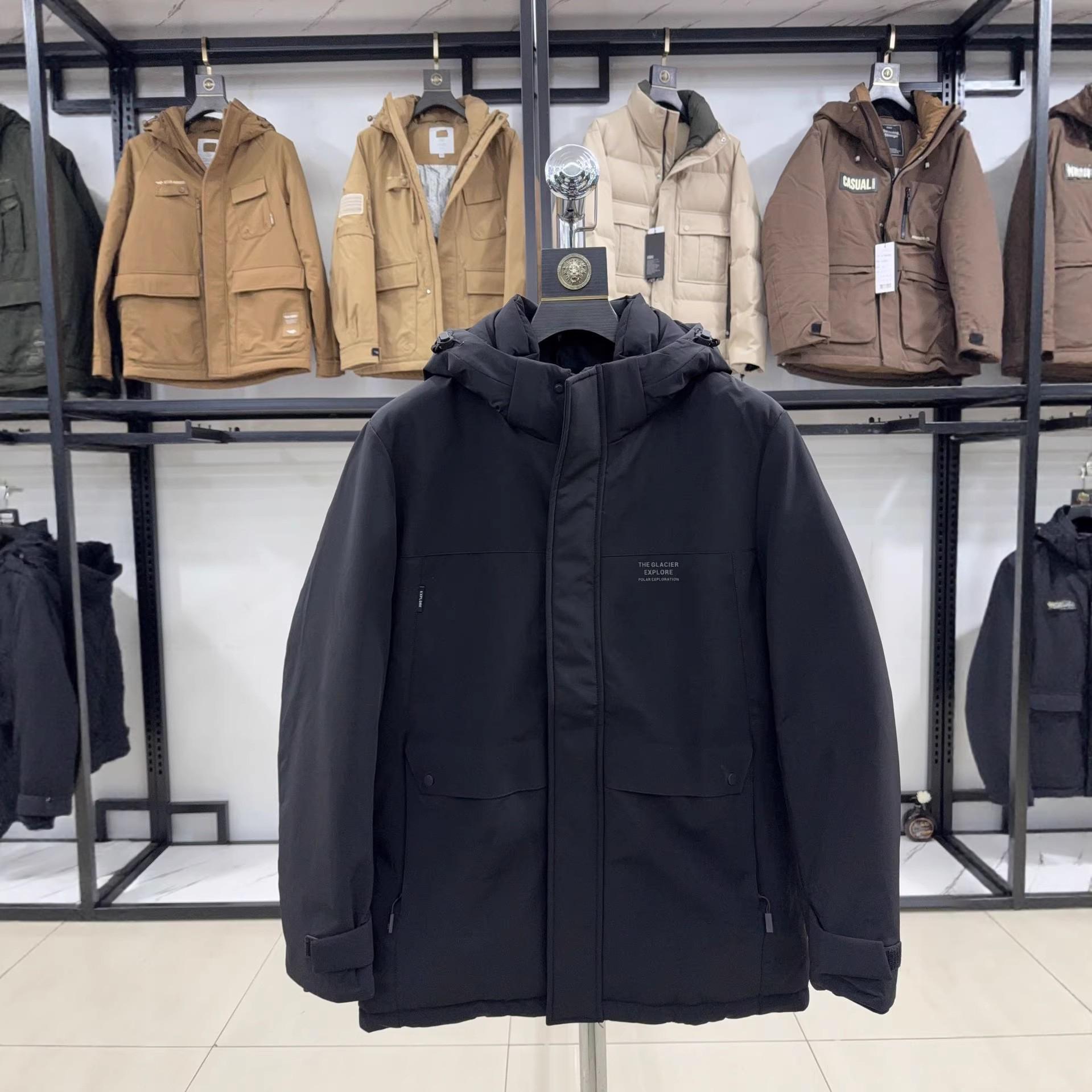 

Dou Jia Men s Outdoor Windproof Hooded Mid-Length Down Jacket - Winter 90% Duck Down, Thick and Warm, Style 8606. 180/100 for 135-150 lbs чорний