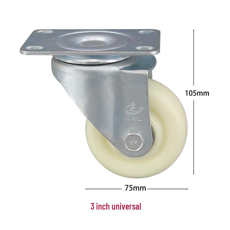 PP Nylon Swivel, Fixed, & Braked Casters - Trolley & Equipment Wheels, 3-5 Inch
