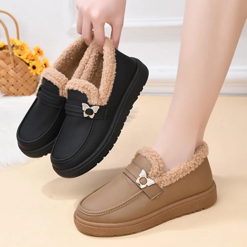 Fashion new cotton shoes women winter with fleeces slip-on can wear soft soled non-slip platform boots zapatos de mujer sneakers women
