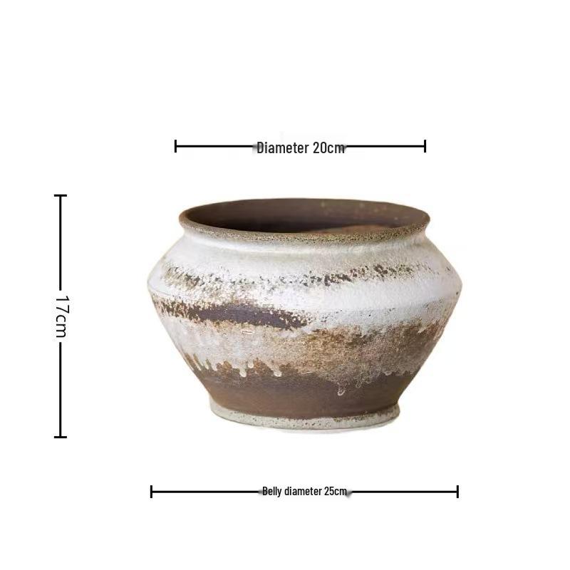 Brown Coarse Glaze Ceramic Vase for Dry Flowers - Living Room Desktop Ornaments