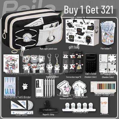 2026 New Style Large Capacity Puppy Pencil Case - Unique Stationery Set for High School Students