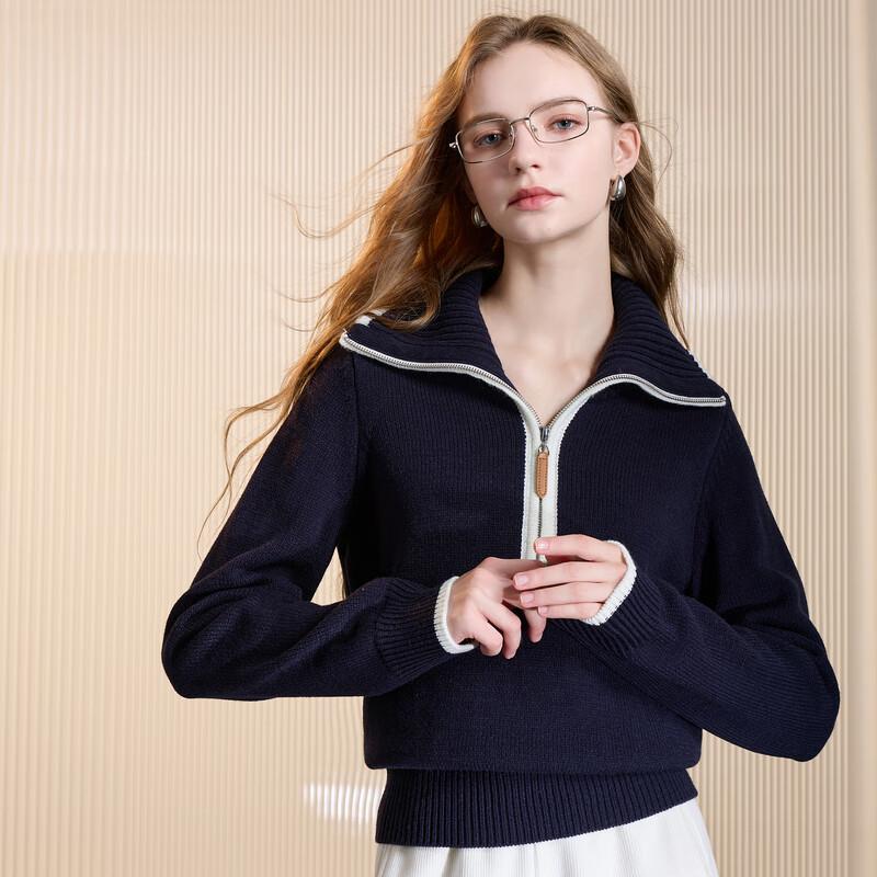 

Sancai Women s Zipper Lapel Knit Pullover S 155/80A