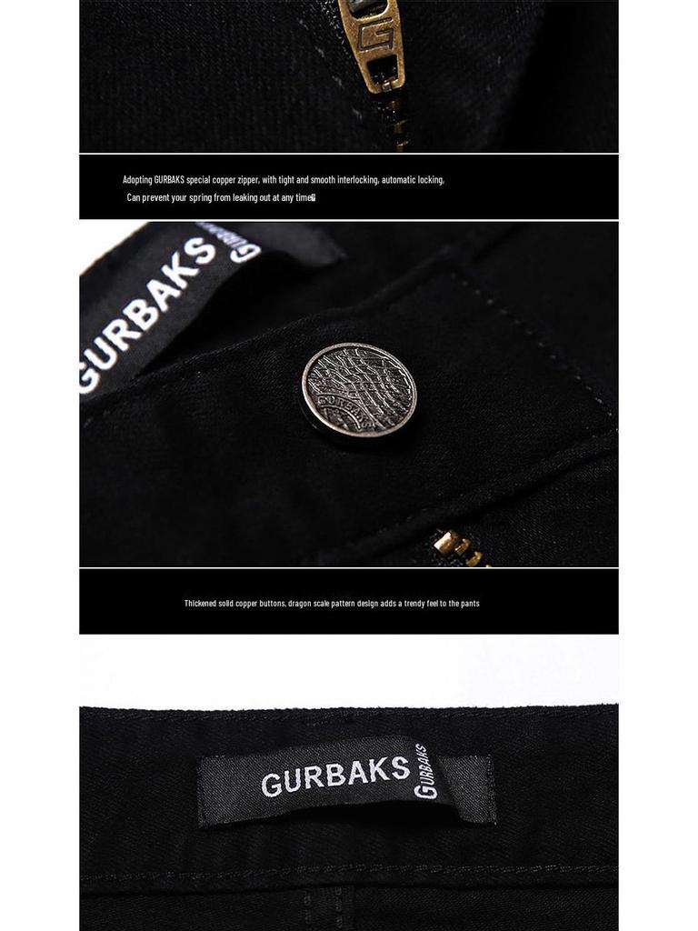 GURBAKS Мужские черные джинсы скинни облегающего кроя – Эластичные повседневные модные длинные брюки