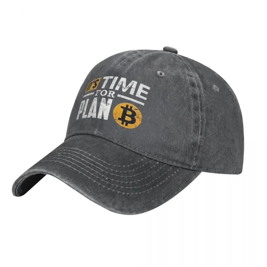 It's Time For Plan B Bitcoin Baseball Cap  y2k Funny Men Women Washed Trucker Hat Breathable Tennis Skate Snapback Cap Present