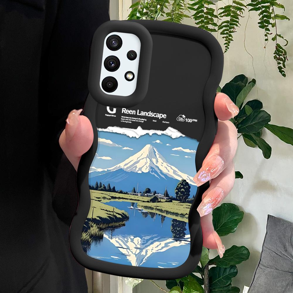 

Окрашенный узор Big Wave Edge Мягкий силиконовый материал Macaron чехол для телефона противоударный защитный резиновый чехол для Samsung Xiaomi Poco Redmi Xiaomi Poco M5S чёрный