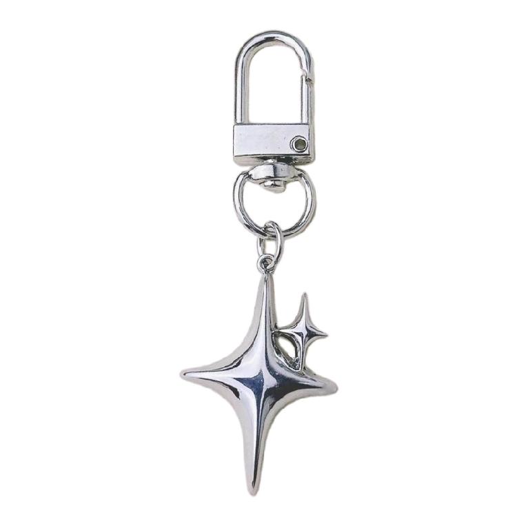 Hollow Star Charm Pendant Keychain Stylish Crystal Star Moon Keychain Car Keyring for Women Bag Ornament Backpack Decors
