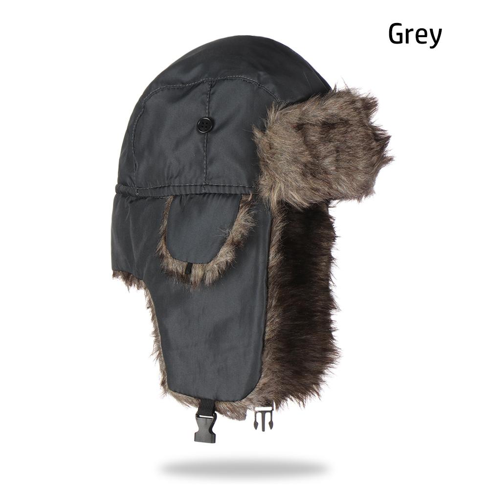 Unisex Men Women Russian Hat Trapper Bomber Warm Trooper Ear Flaps Winter Ski Hat Solid Fluffy Faux Fur Cap Headwear Bonnet