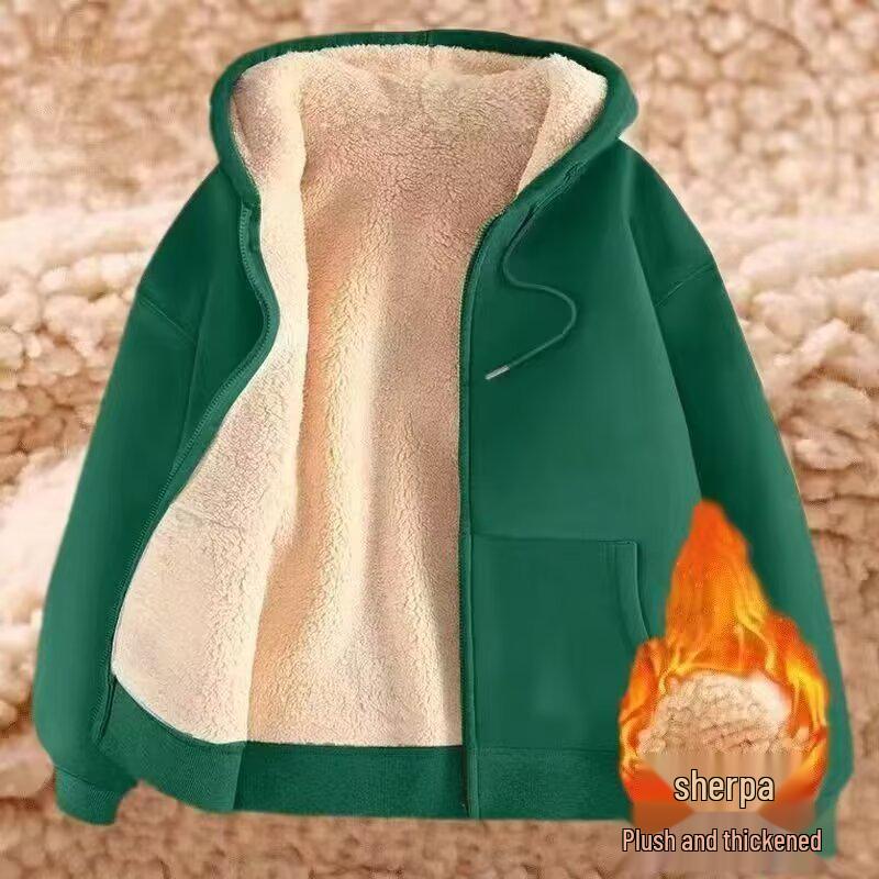 Herren Plüsch Lammwolle Strickjacke Hoodie - Locker, Übergröße, Verbrühschutz, Verschleißfest, Schmutzabweisend, Kapuzenjacke für Herbst/Winter