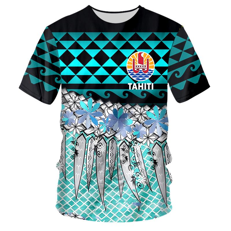 ETST41 Zomertrend Tahiti Polynesisch Herenmode T-shirt O-hals Casual Korte Mouw Oversized Street T-shirt Comfortabel Hawaiiaans 5XL